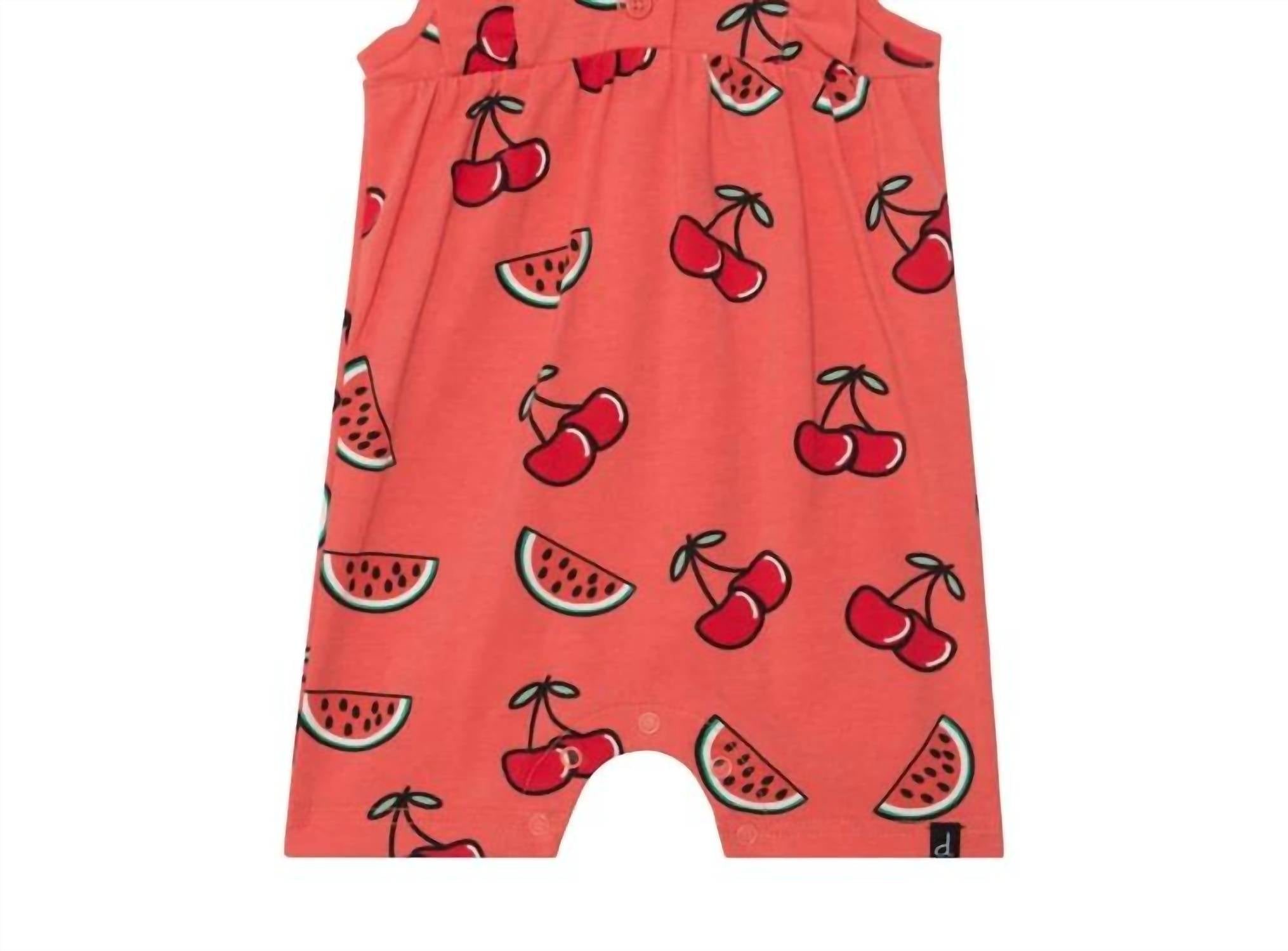 Deux Par Deux - Girl's Cherry Organic Cotton Romper