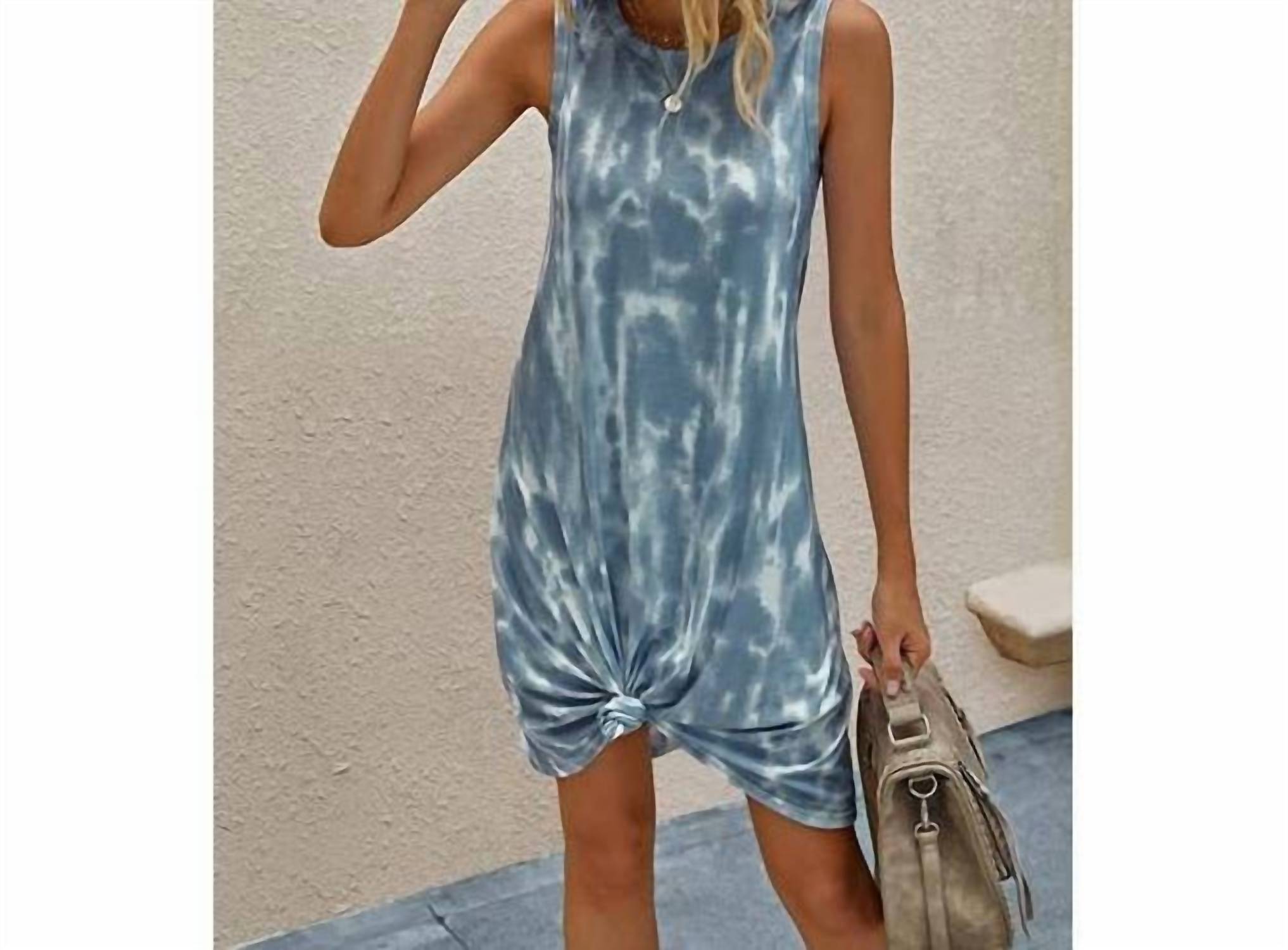 Elings - Round Neck Tie Dye Short Dress