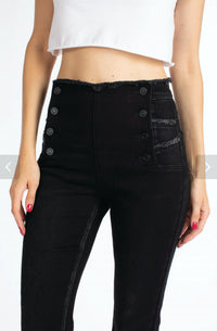 Kancan - High Rise Button Detail Flare Jeans