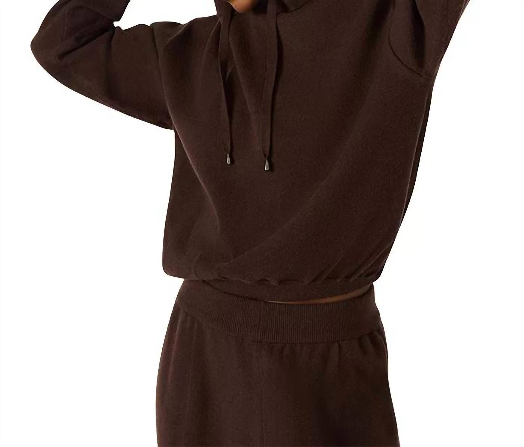 STEVE MADDEN Kinny Hooded Sweater Top in dark espresso - women's top - alternate view
