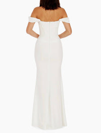 DRESS THE POPULATION Melania Bustier Mermaid Gown in white - women's dress - detail view