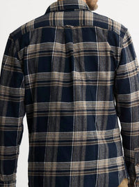 JACHS NEW YORK Brawny Flannel Shirt & Thermal Long Sleeve Tee - 2-pack in navy plaid brawny - men's shirt - detail view