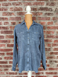 Keren Hart Women's Button Up Shirt in indigo - women's shirt