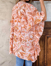 Amoli - Floral Ruffle Sleeve Kimono