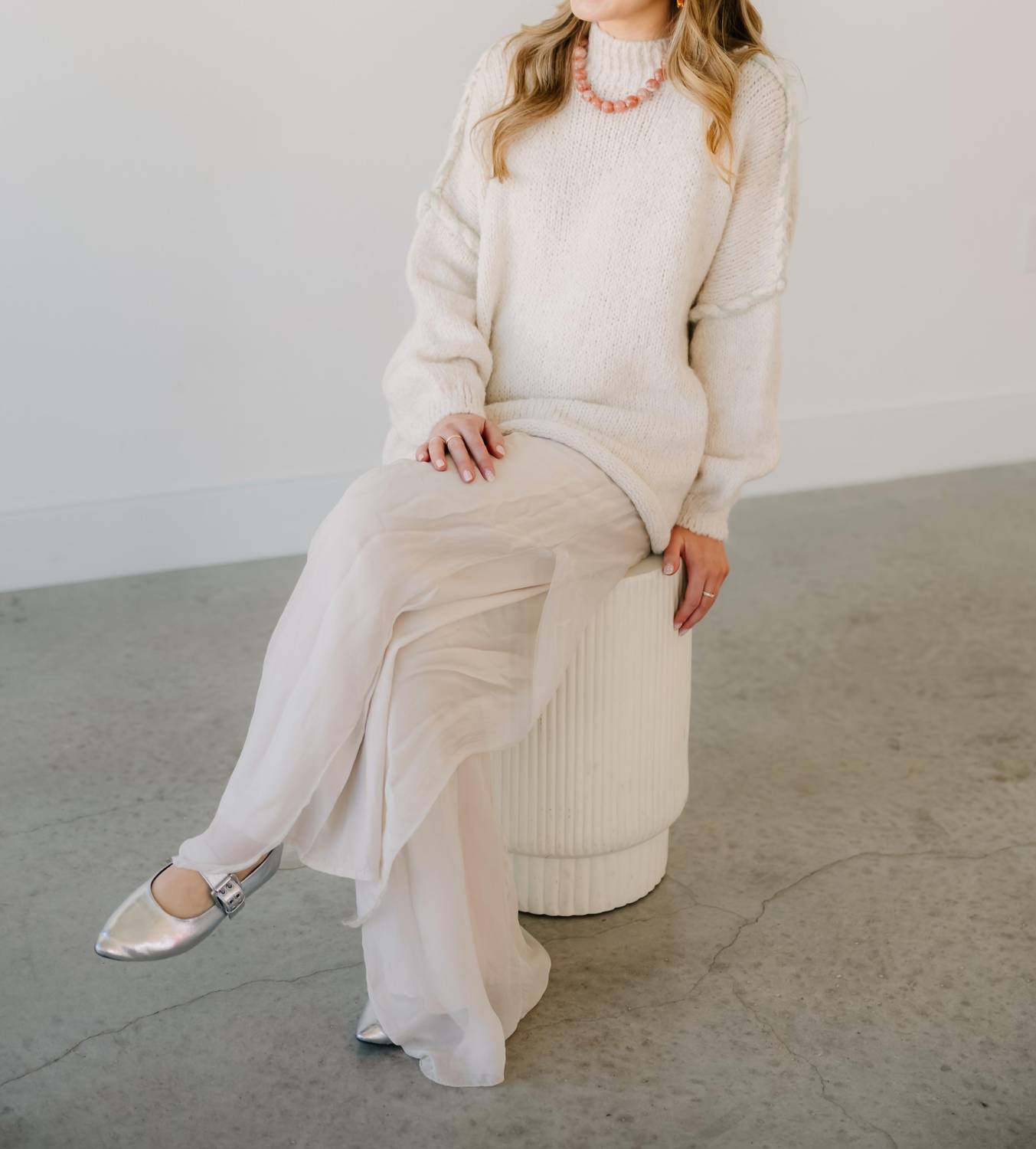 Scandal Italy Romy Mockneck Knit Sweater in ivory - women's sweater - alternate view