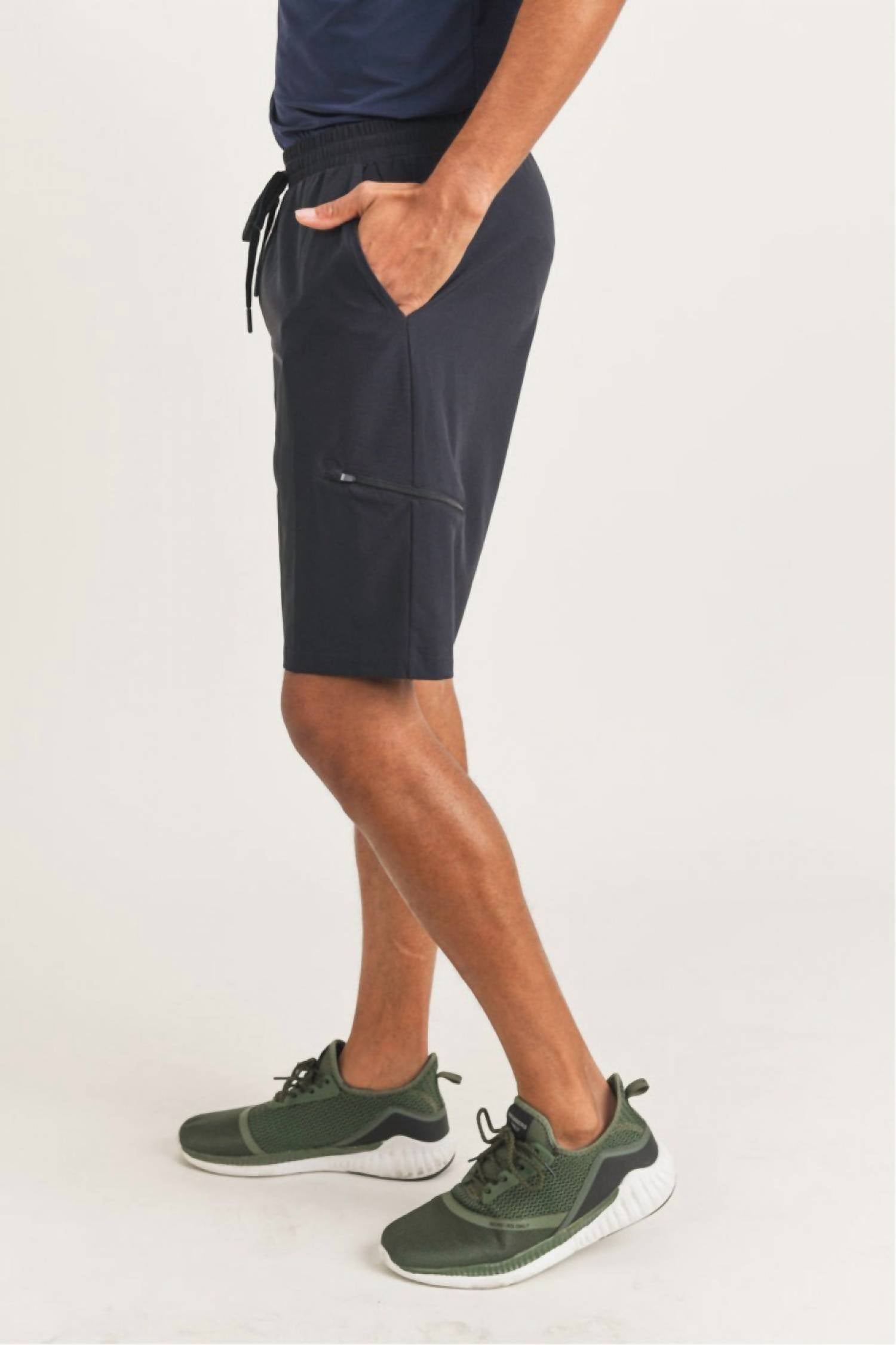 Mono B - Active Drawstring Shorts with Zippered Pouch