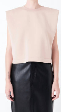 Grey Lab Soft Basic Top in taupe - women's blouse - alternate view