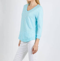 Elliott Lauren - Silvie Rib Three-quarter Sleeve V-neck Tee