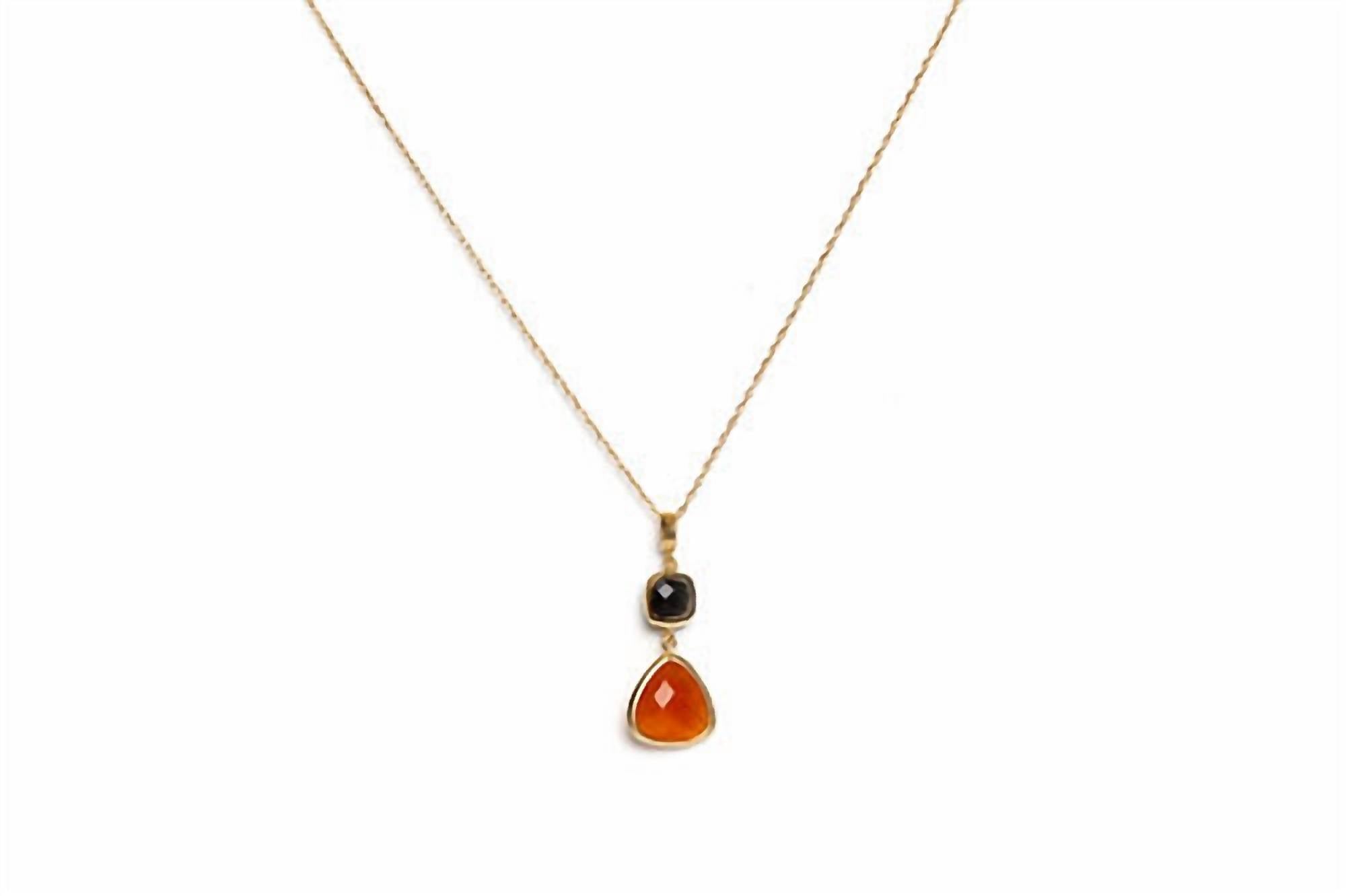 Avenue Chic - Women's Two Drop Orchid Triangle Necklace