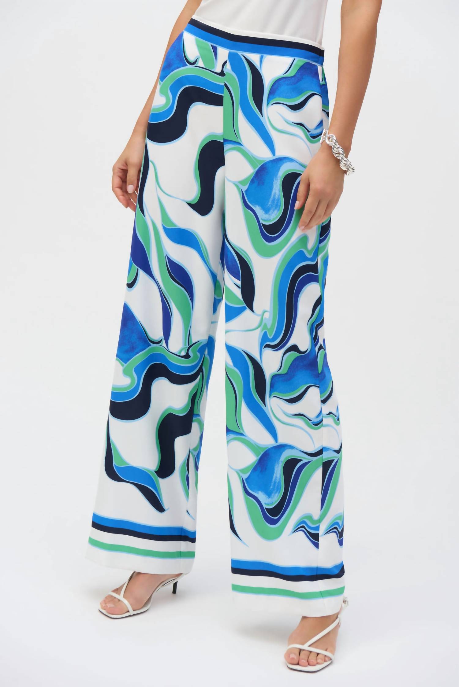 Joseph Ribkoff Swirl Wide Print Pant in vanilla multi - women's pants