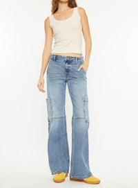 KanCan Priority Low Rise X-cargo Jeans in blue - women's jeans