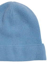 Moray Cashmere Women's Renwick Cashmere Ribbed Beanie in baby blue - women's hat - detail view