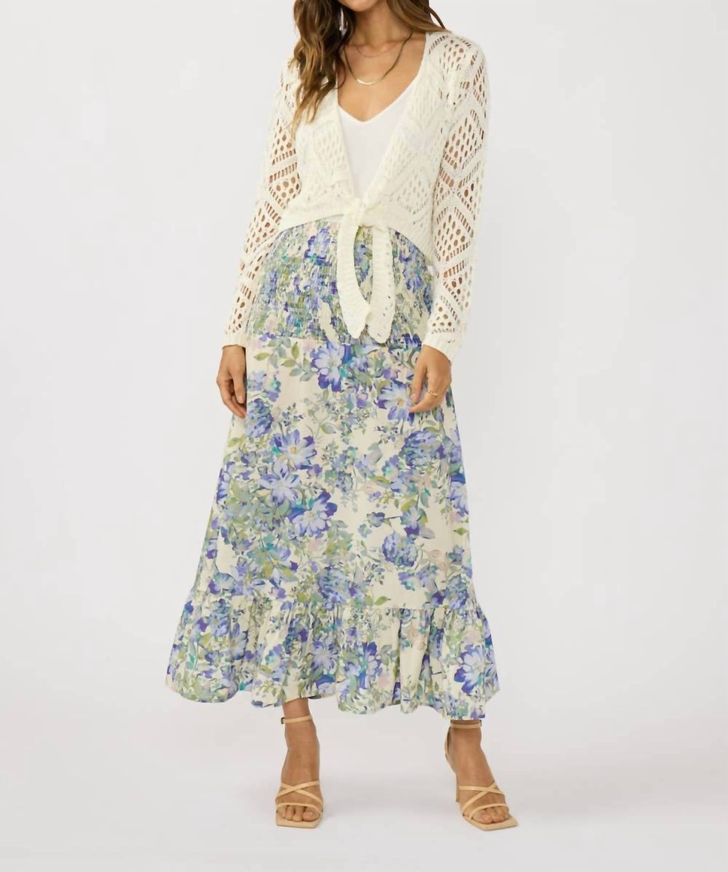 Lovestitch - Women's Open Crochet Tie Front Top