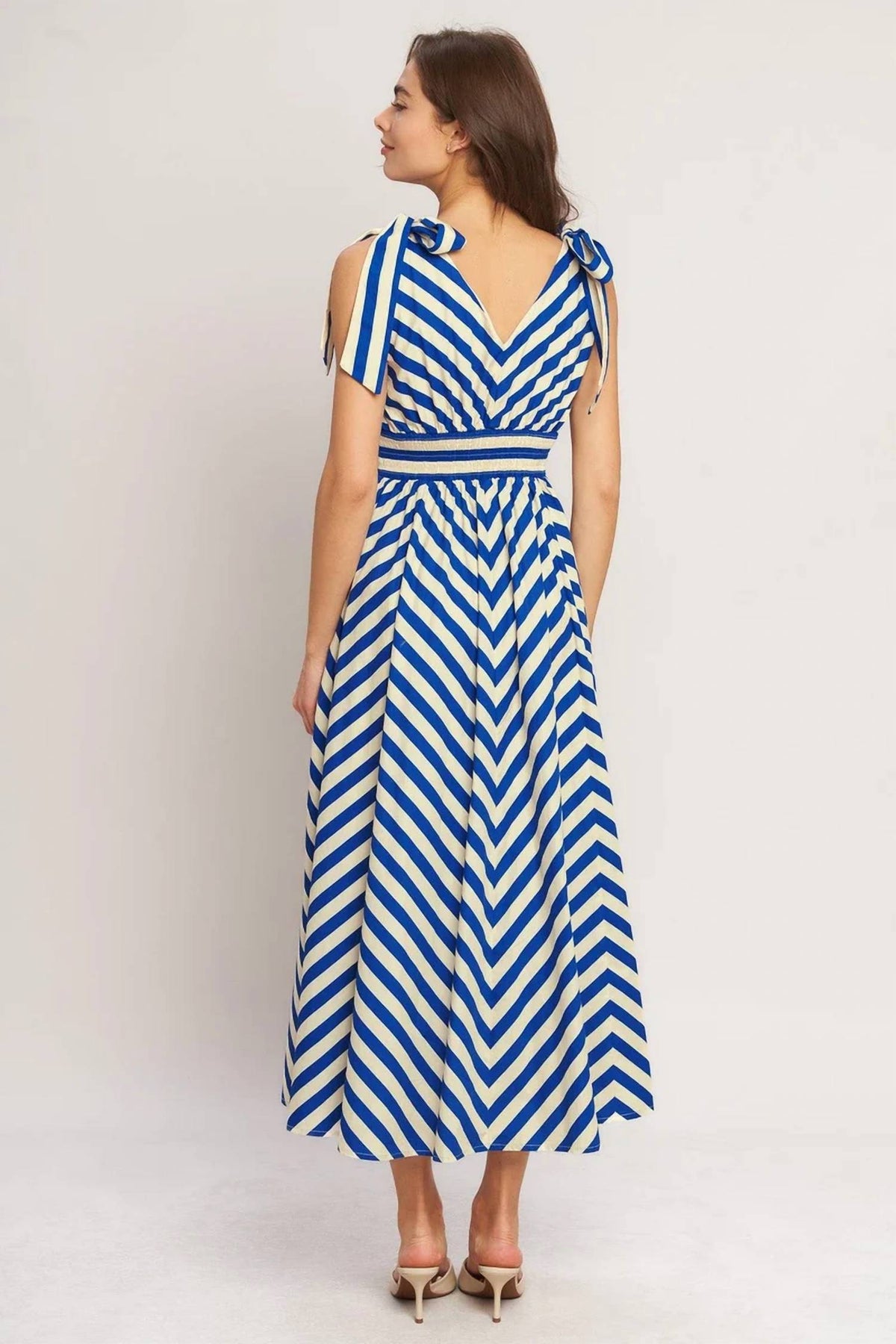 Flying Tomato - Striped Woven Midi Dress