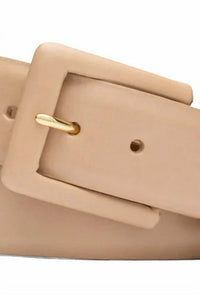 W. Kleinberg Women's Covered Buckle Belt in bone - women's accessory - detail view