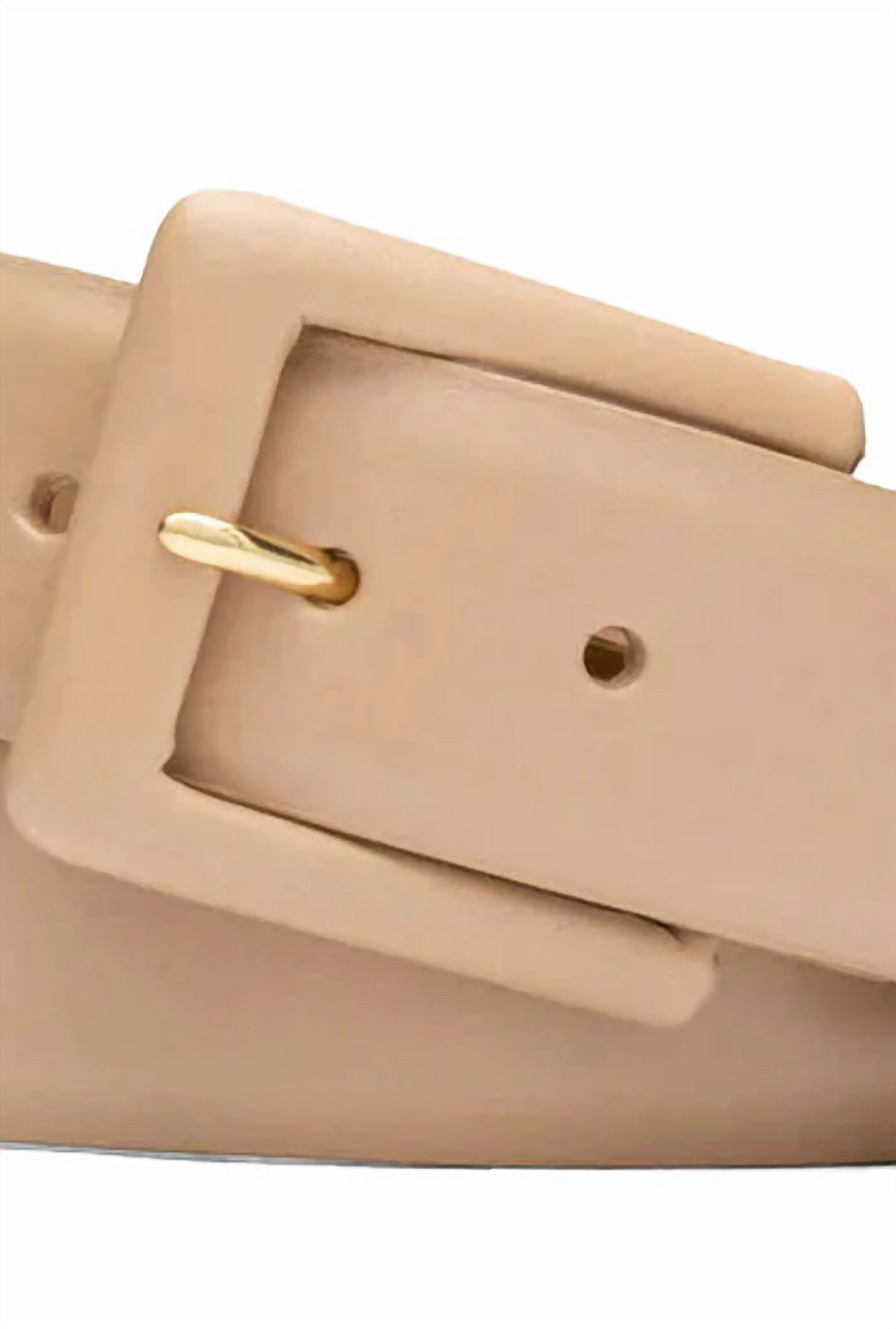 W. Kleinberg Women's Covered Buckle Belt in bone - women's accessory - detail view