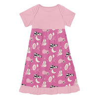 Kickee - Girls' Short Sleeve One Piece Dress Romper