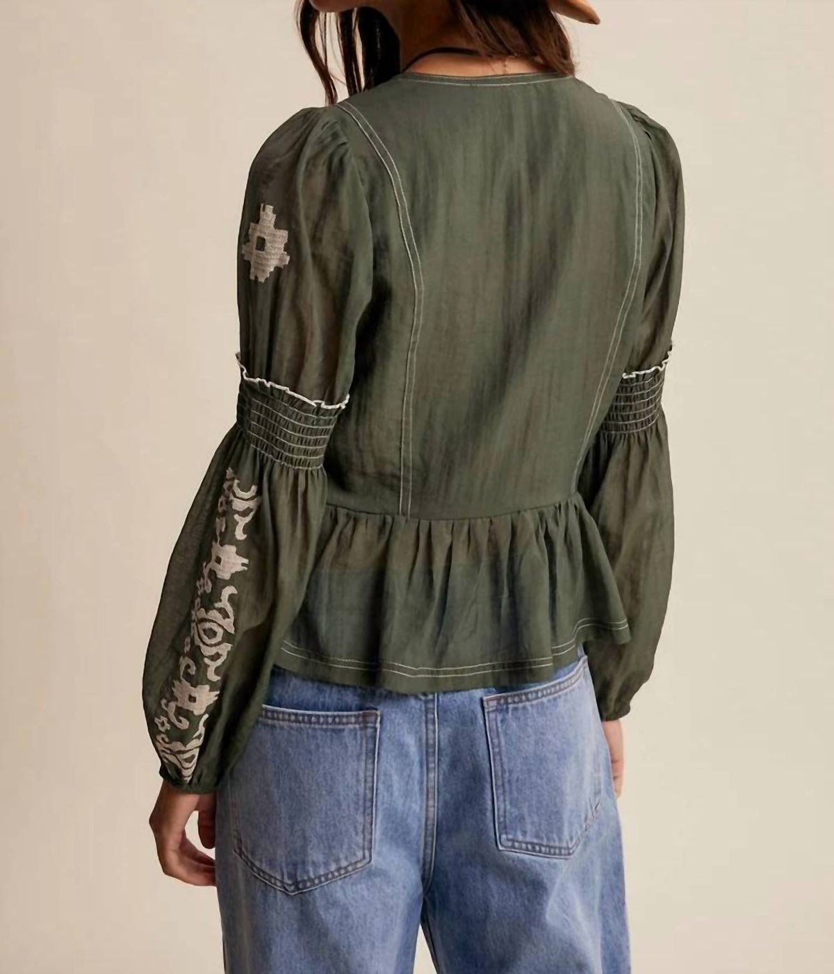 Listicle - Embroidered Peplum Blouse