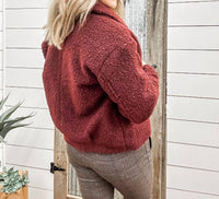 TRIBAL Button Down Boucle Jacket in passion plum - women's jacket - detail view