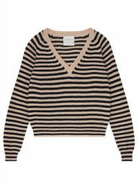 Jumper1234 - Crop Stripe V-neck Sweater