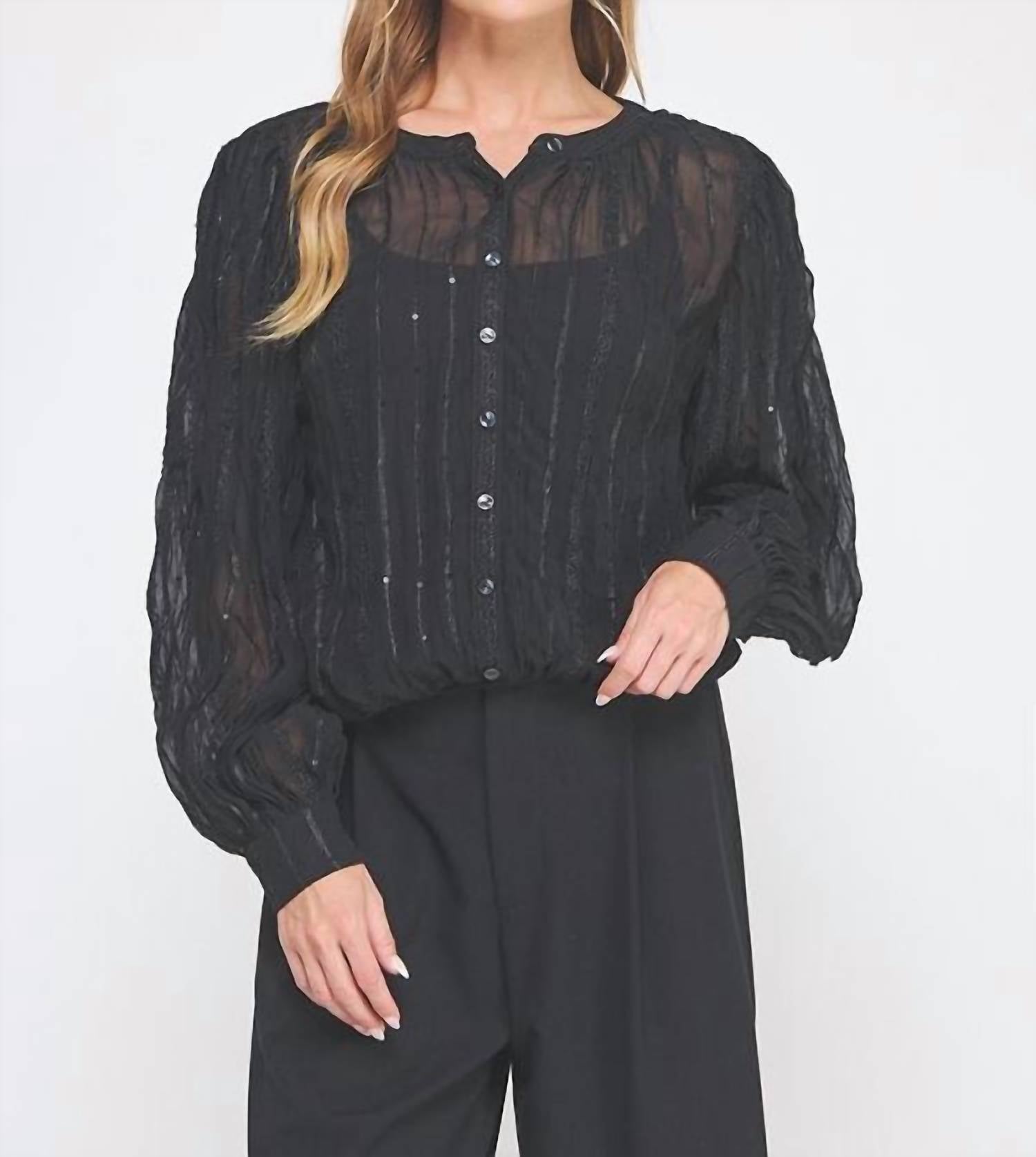 Allie Rose - Midnight Sparkle Embroidered Blouse
