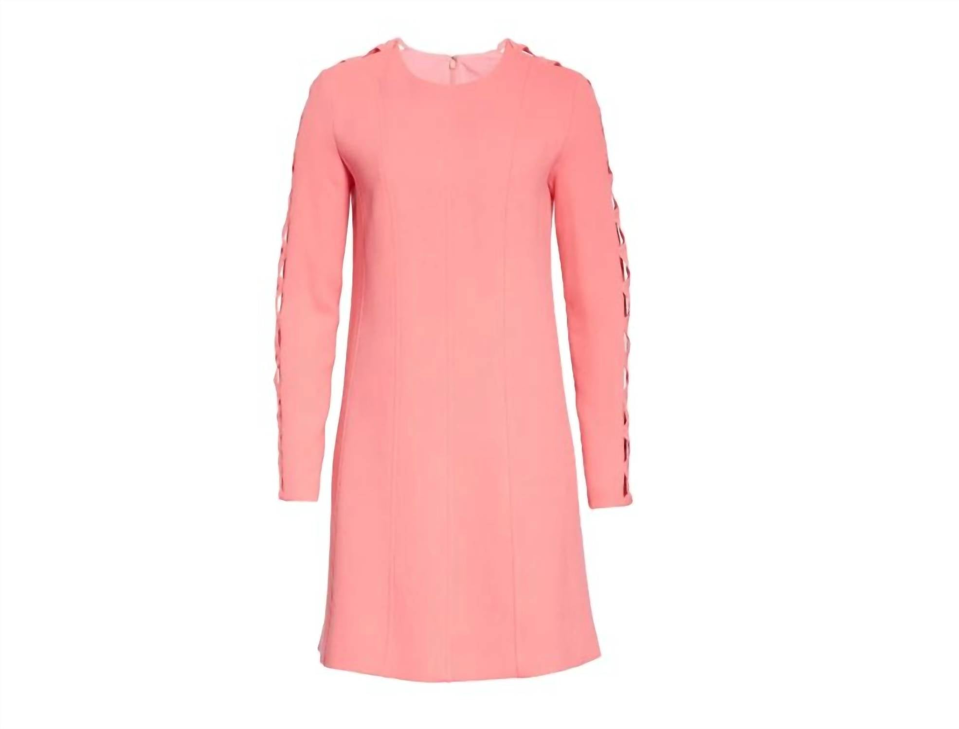 Lela Rose - Wool Blend Wave Inset Long Sleeve Short Dress