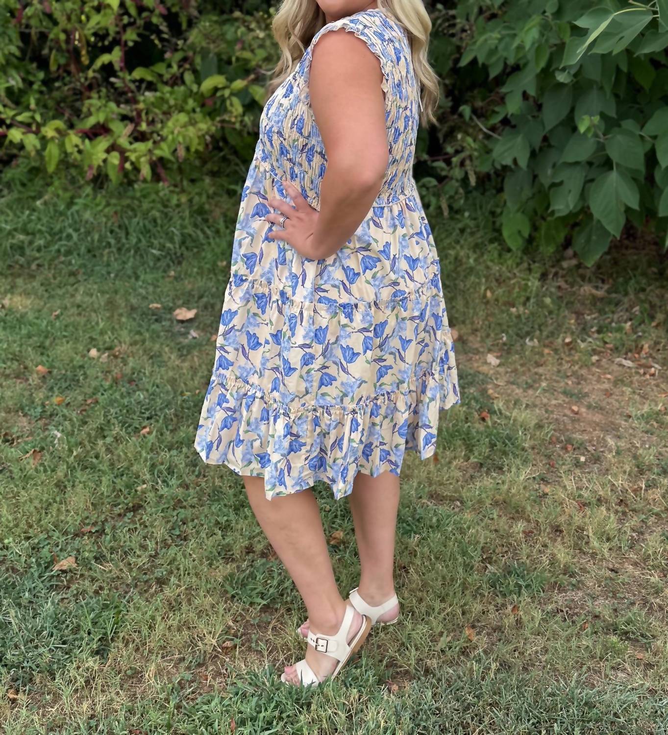 SHE + SKY The Fleur Belle Dress in blue - women's dress - alternate view