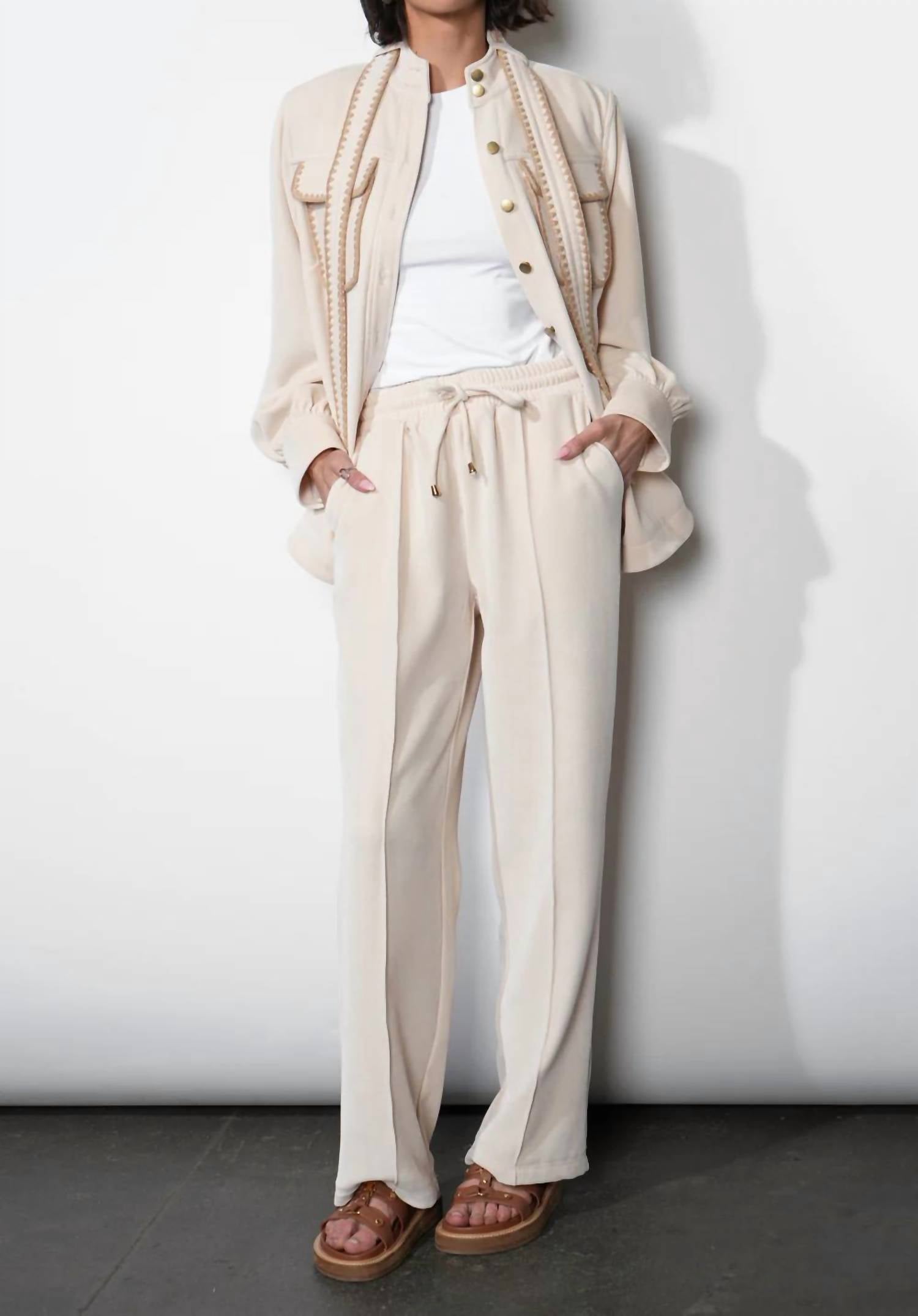 GREYLIN Marli Oversized Embroidered Shacket in cream - women's jacket - view 4