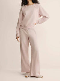 Z Supply ALL AROUND FRENCH TERRY SWEATSHIRT in baby pink - women's sweater