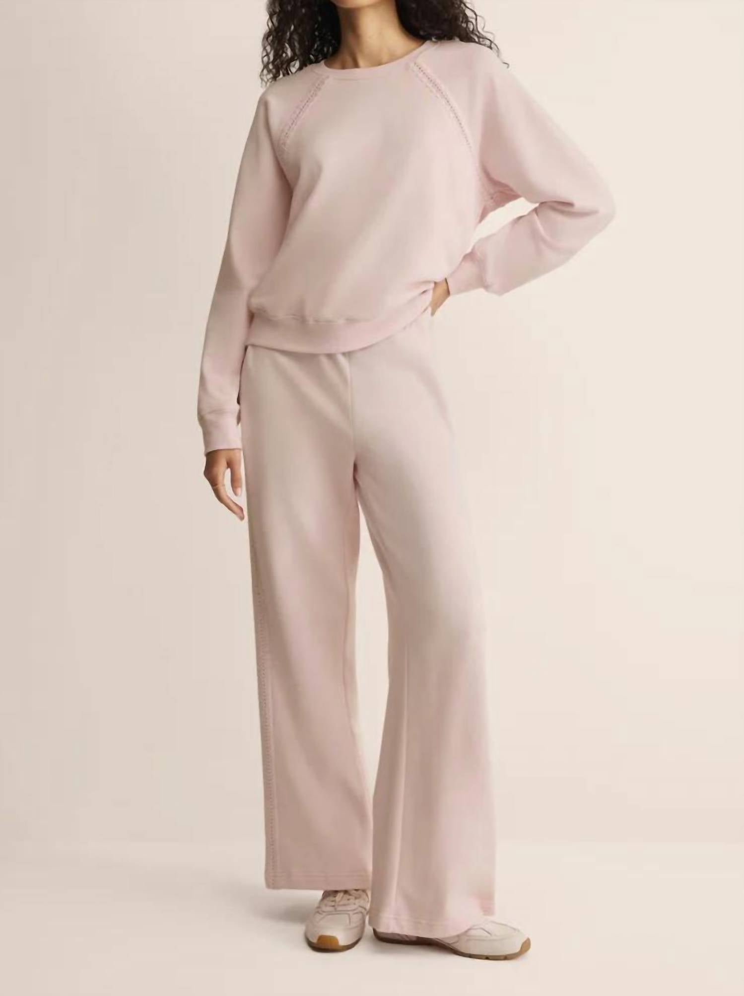 Z Supply ALL AROUND FRENCH TERRY SWEATSHIRT in baby pink - women's sweater