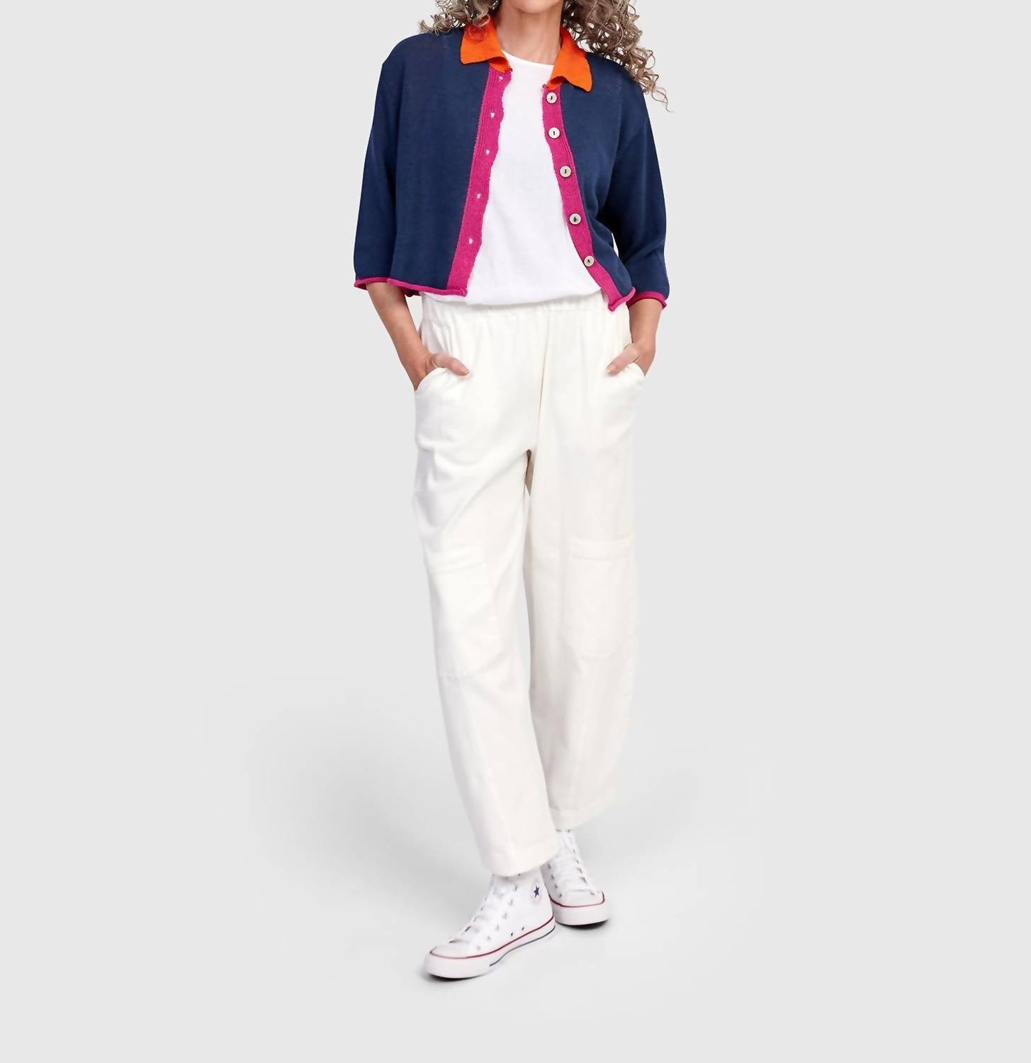 Alembika - Tri-color Collared Cardigan