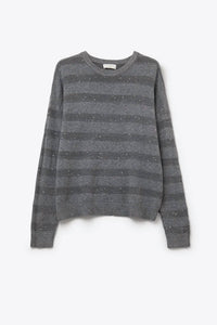 Q2 - Women's Striped Knit Sweater With Sequin