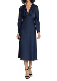 Maggy London - Long Sleeve Twisted Knot Midi Dress