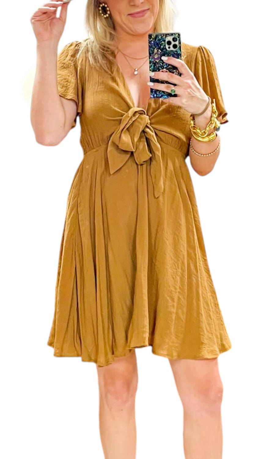 WISHLIST Bow Mini Dress in brown - women's dress