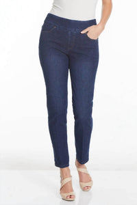 Slimsation By Multiples Pull On Jeans in midnight indigo - women's jeans - detail view