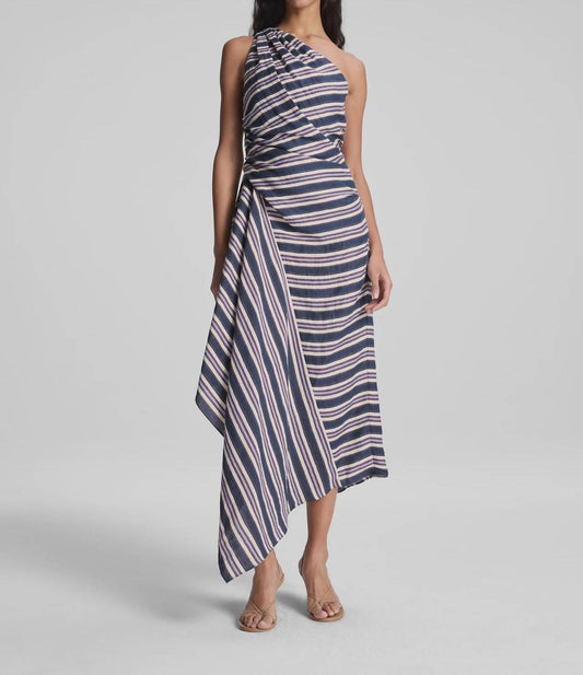 A.L.C. - Lyn Striped One-shoulder Linen Midi Dress