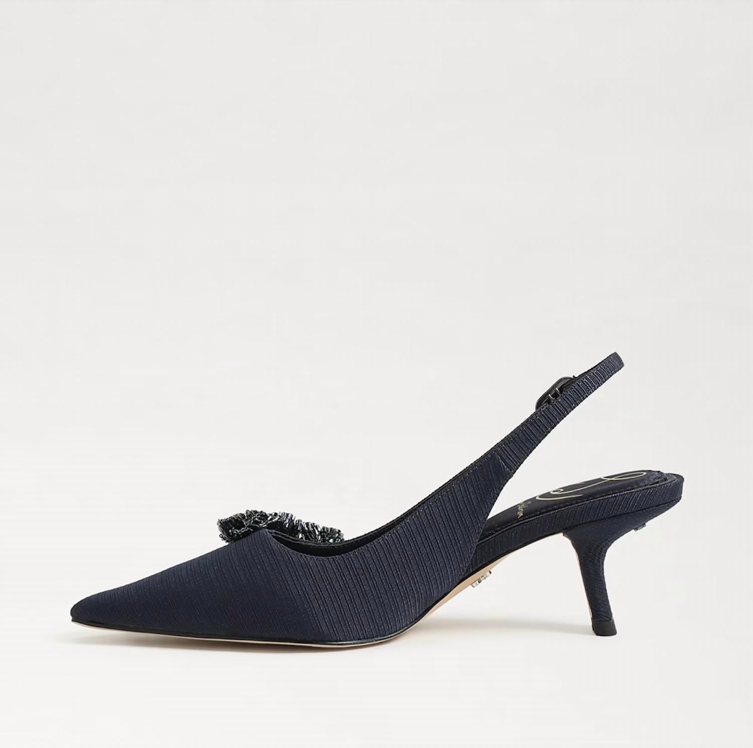 Sam Edelman - Women's Bianka Fabric Pointed Toe Slingback Kitten Heeled Pump