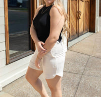 AnnieWear Breeze Halter Knit Tank Top in midnight - women's tank top - alternate view