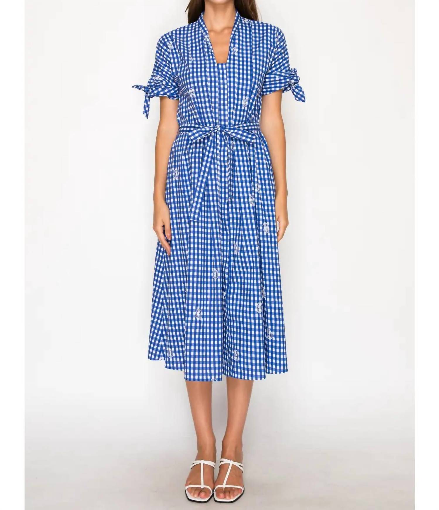 Meet Me In Santorini - Azure Lace Shirt Midi Dress