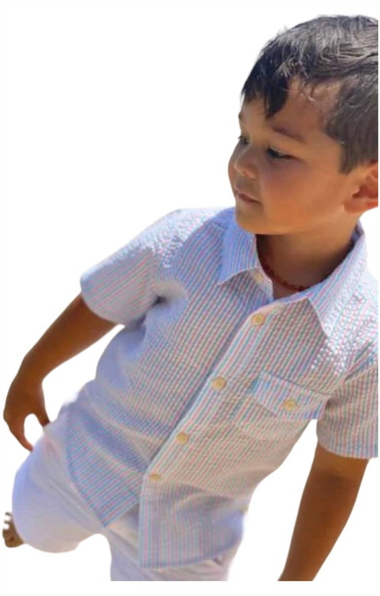 Me & Henry - Boy's Newport Seersucker Short Sleeve Shirt