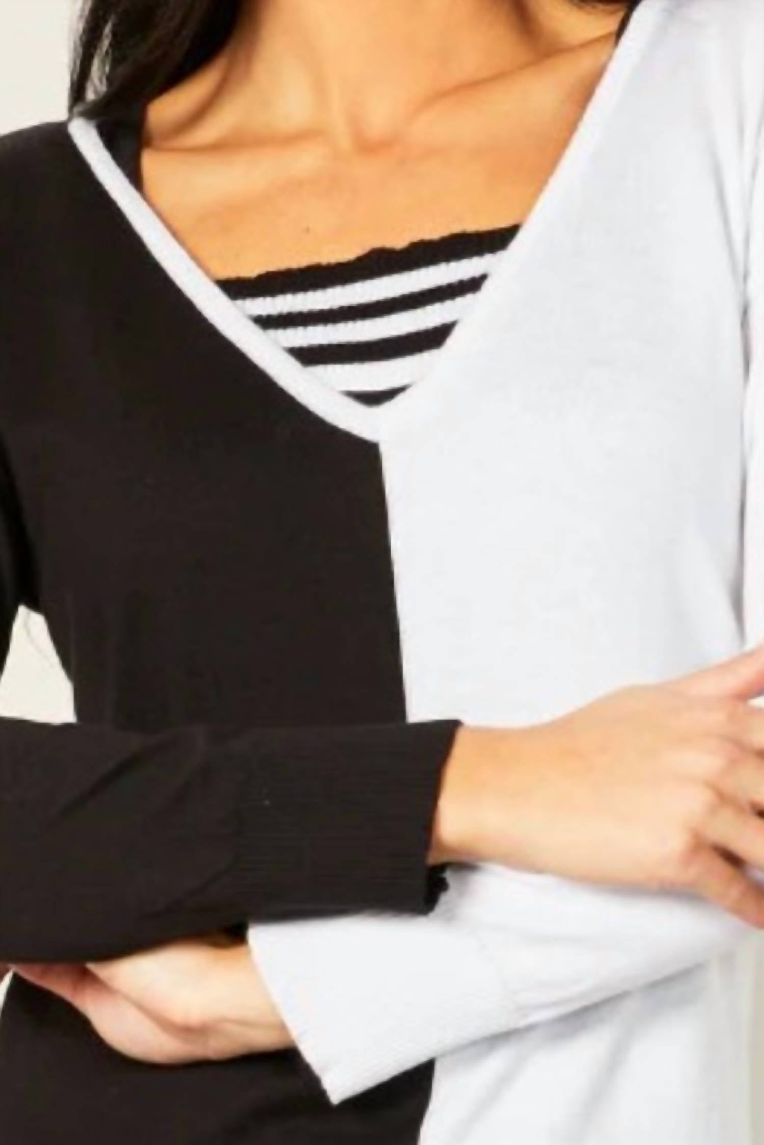 Angel Apparel - Two-Tone Stripe Detail Top