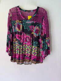 Multiples - Women's Floral Boho Top With Crochet Detail