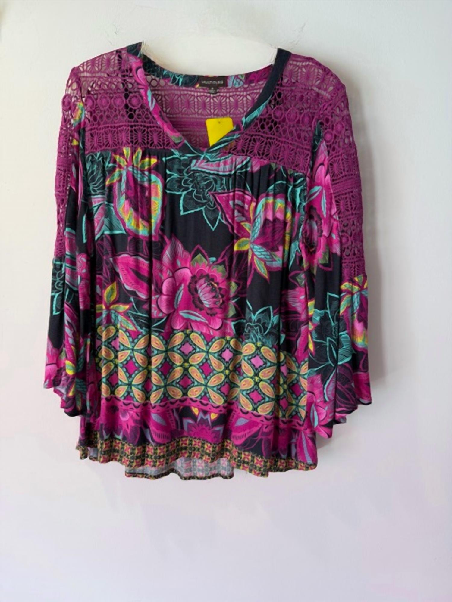 Multiples - Women's Floral Boho Top With Crochet Detail