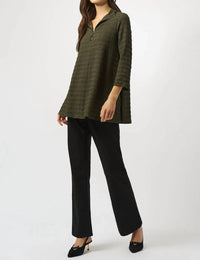 Joseph Ribkoff - Zipped Collar A-line Textured Top