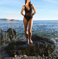 One-Piece Swimsuit with Mesh