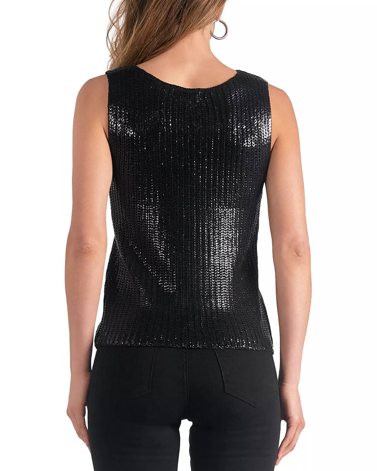 ELAN Crewneck Slick Sweater in black - women's sweater - alternate view
