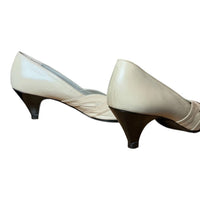 Saint Laurent - Women's Vintage 1980s Toe Cap Low Kitten Heel Leather Pumps