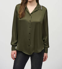 Joseph Ribkoff - Embellished Button-down Satin Blouse
