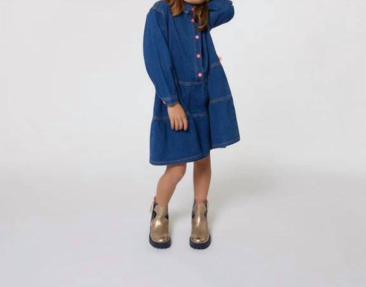 Billieblush - Long Sleeve Flounced Denim Dress