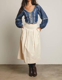 Forte - Pleated A-line Midi Skirt